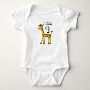 1 year old birthday boy/girl (giraffe) baby bodysuit
