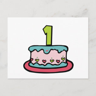 1 Year Old Birthday Cake Postcard