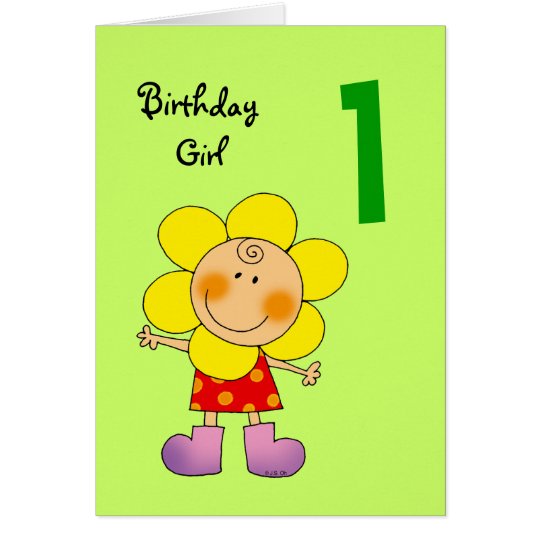 1 year old birthday girl card