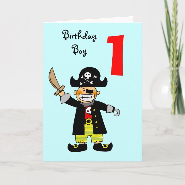 1 year old pirate boy card (Front)