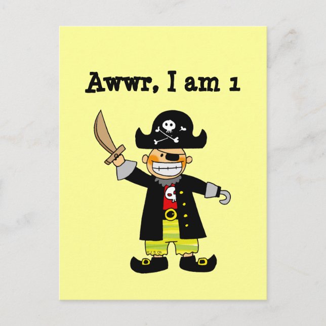 1 year old pirate boy postcard (Front)