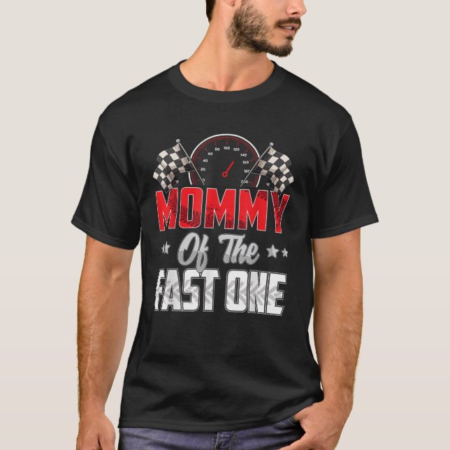 1 year old racing car fast one birthday 1st Family T-Shirt (Front)