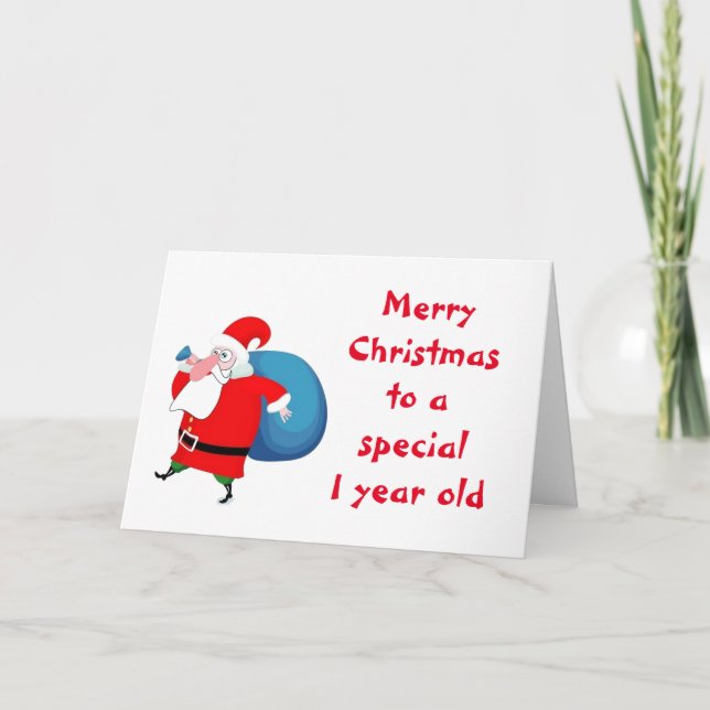 "1 YEAR OLD'S" CHRISTMAS CARD WITH SILLY TREE (Front)