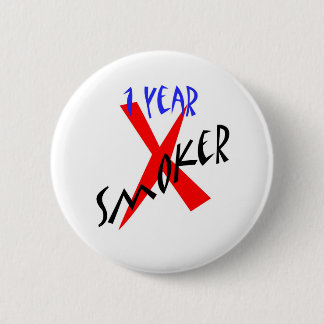 1 Year Red Ex-smoker 6 Cm Round Badge