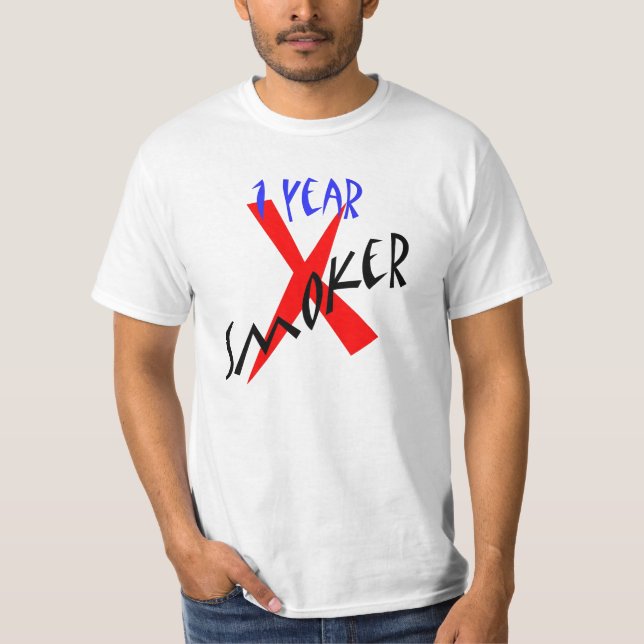 1 Year Red Ex-smoker T-Shirt (Front)