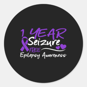 1 Year Seizure Free Epilepsy Awareness Month Purpl Classic Round Sticker
