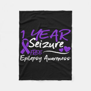 1 Year Seizure Free Epilepsy Awareness Month Purpl Fleece Blanket