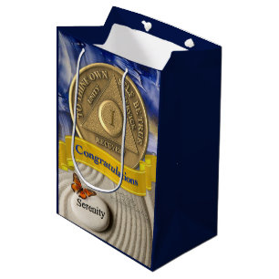 1 Year Sober Anniversary Congratulations Serenity Medium Gift Bag