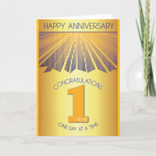 1 Year Sober Anniversary   Golden Ray 12 Step Card