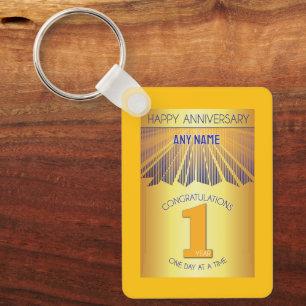 1 Year Sober Anniversary   Golden Ray 12 Step Key Ring