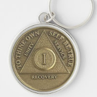 1 Year Sober Anniversary Medallion Gift Keychain