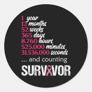 1 Year Survivor Breast Cancer Awareness Gift 2018  Classic Round Sticker