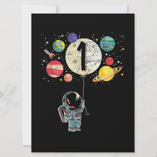 1 Years Old Birthday Boy Astronaut 1st Birthday Card (Front)