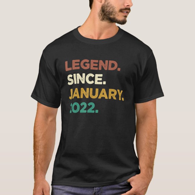 1 Years Old Legend Since January 2022 1st Birthday T-Shirt (Front)
