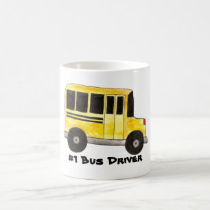 #1 Yellow School Bus Driver Teacher Education Coffee Mug