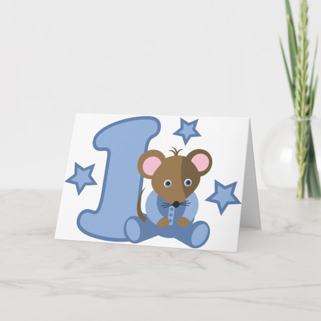 1 Yr Old Baby Mouse Birthday Gift Card (Front)