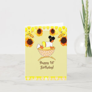 1 Yr. Old Sunflower Birthday Card African American
