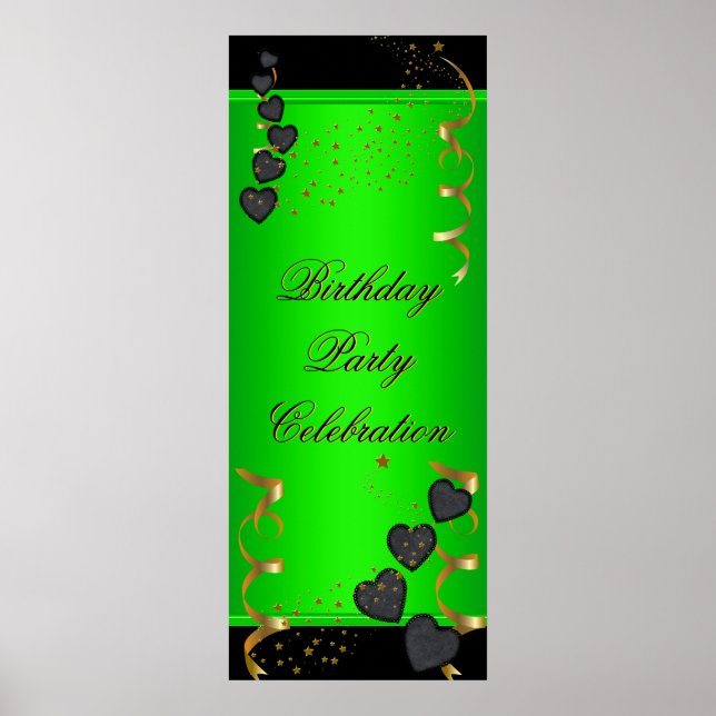 1big Banner Birthday Party Celebration Lime Green Poster (Front)