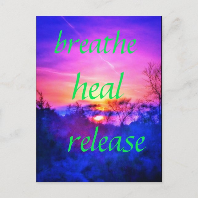1breathe heal pink sunset postcard (Front)