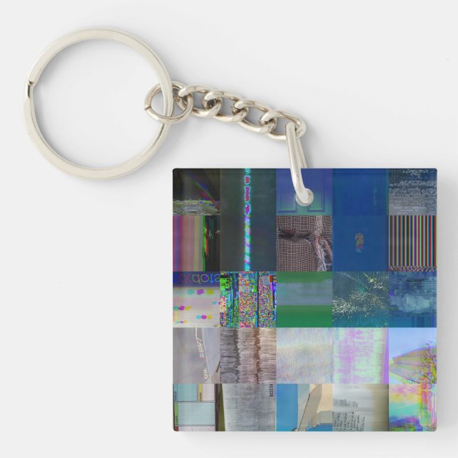 1C9984DA Glitch Art Digital Distortion Vaporwave Key Ring (Front)