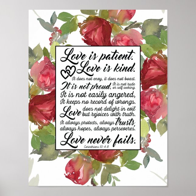 1Corinthians 13:4-8 Love is Patient Love is Kind Poster (Front)