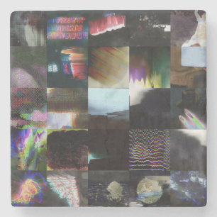1FB1F9F4 Cyberpunk Glitch Art Mosaic Abstract Stone Coaster