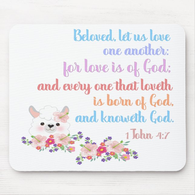 1John4:7 Bible Verse Mouse Mat (Front)