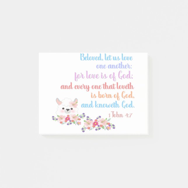 1John4:7 Bible Verse Post-it Notes (Front)