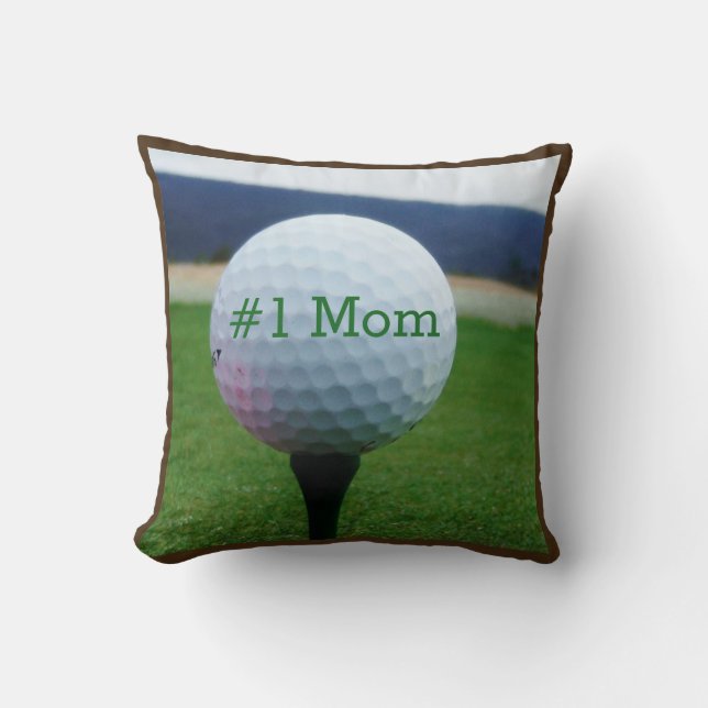 #1Mom Golfer Name white golf ball Cushion (Front)