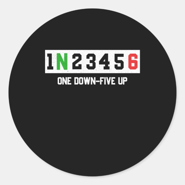1N23456 Motorcycle Shift Biker Motorcyclist Classic Round Sticker (Front)