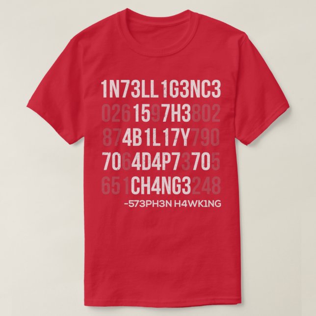 1n73ll1g3nc3 15 7h3 4b1l17y 70 4d4p7 70 ch4ng3 T-Shirt (Design Front)