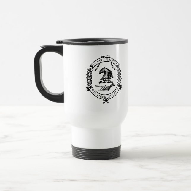 1NJ Logo White Travel Mug (Left)