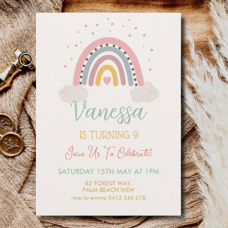 1st 2nd 3rd 4th 5th 6th 7th 8th 9th Birthday Party Invitation