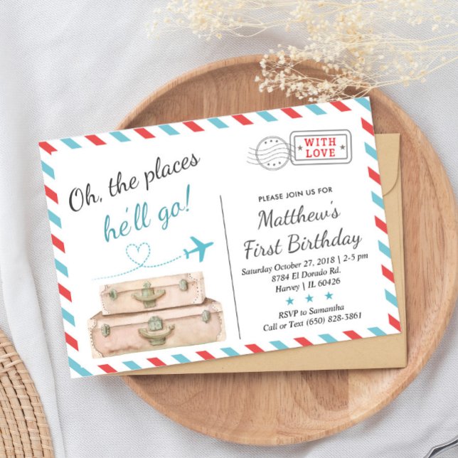 1st 2nd 3rd Travel Aeroplane Birthday Party Boy Invitation (Creator Uploaded)