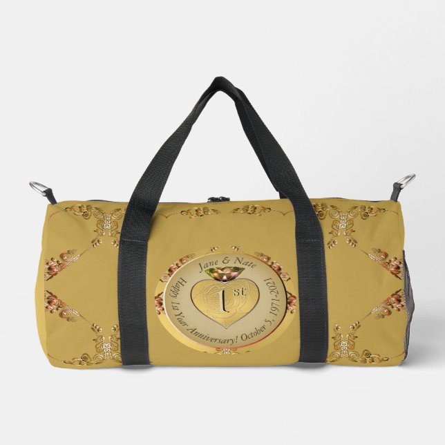1st/50th Wedding Anniversary Golden Duffle Bag (Front)