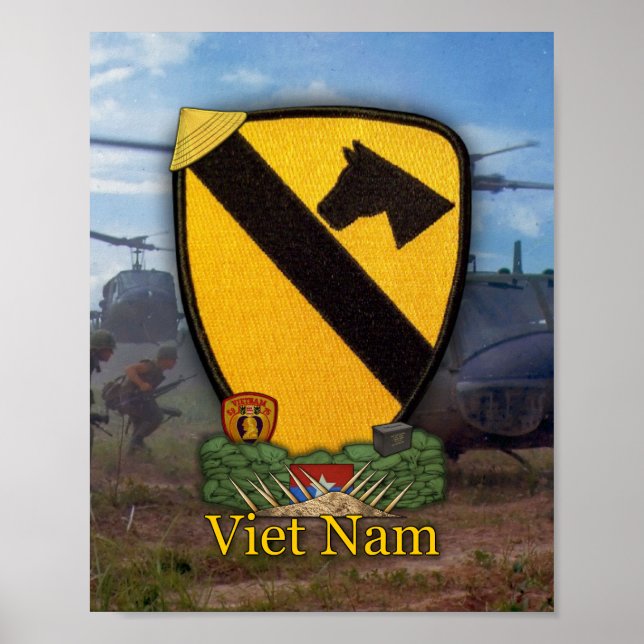 1st 7th Cavalry Air Cav Vietnam Nam War Patch Poster (Front)