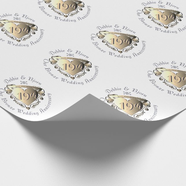 1st, 8th,19th, 50th Wedding Anniversary Wrapping Paper (Corner)