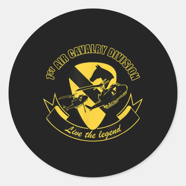 1st Air Cavalry Division Classic Round Sticker (Front)