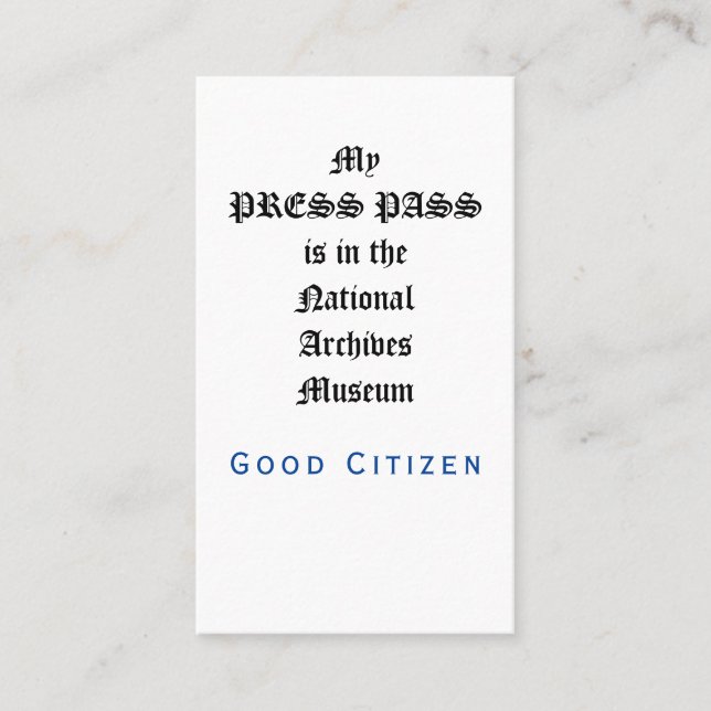 1st Amendment Audit - My Press Pass  Business Card (Front)