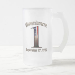 1st Amendment Frosted Glass Beer Mug
