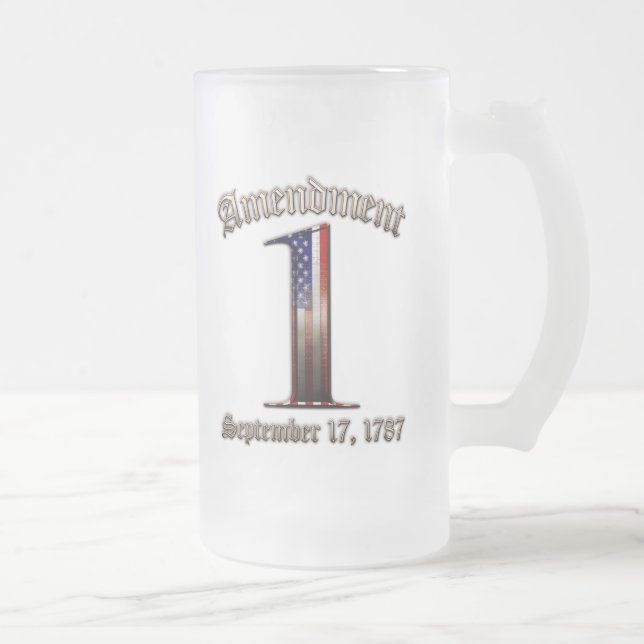 1st Amendment Frosted Glass Beer Mug (Right)