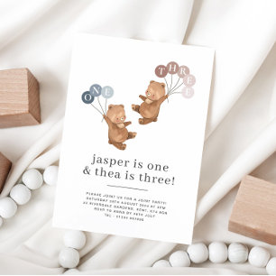 1st and 3rd Bear Birthday Invitation