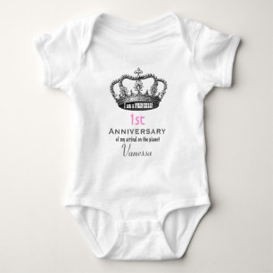 1st Anniversary Birthday Funny Princess Crown V01 Baby Bodysuit