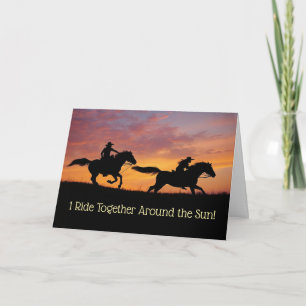 1st Anniversary Cute Cowboy Cowgirl Country Wester Card