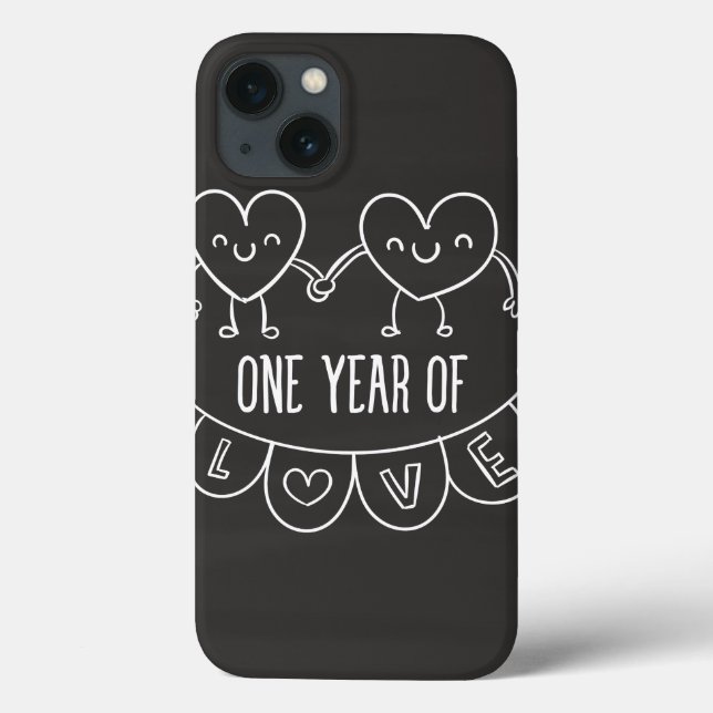 1st Anniversary Gift Chalk Hearts iPad Case (Back)