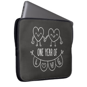 1st Anniversary Gift Chalk Hearts Laptop Sleeve