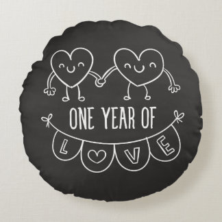 1st Anniversary Gift Chalkboard Round Throw Pillow