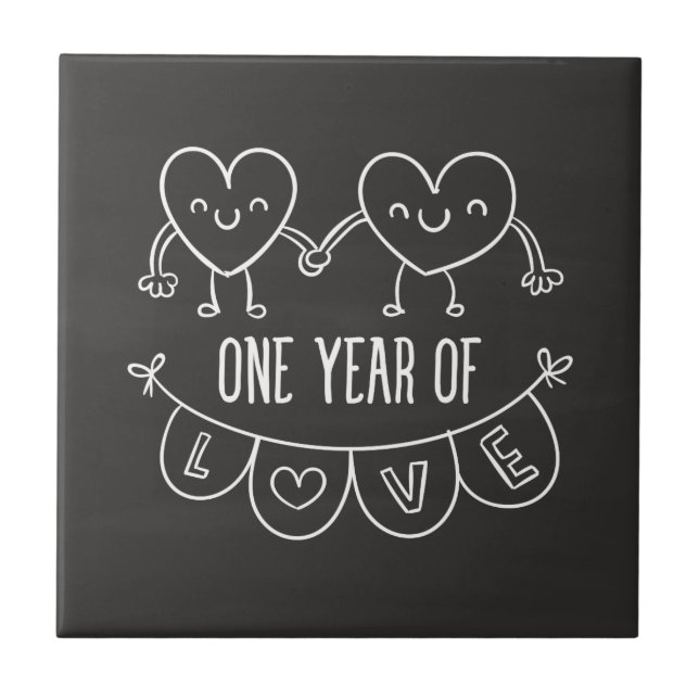 1st Anniversary Gift for Her Ceramic Photo Tile (Front)
