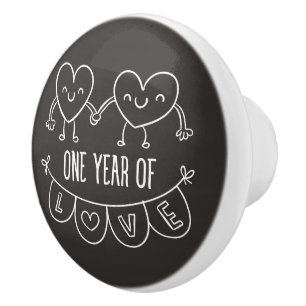 1st Anniversary Gift for Her Chalk Ceramic Knob
