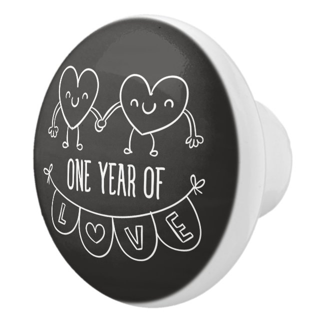 1st Anniversary Gift for Her Chalk Ceramic Knob (Right)